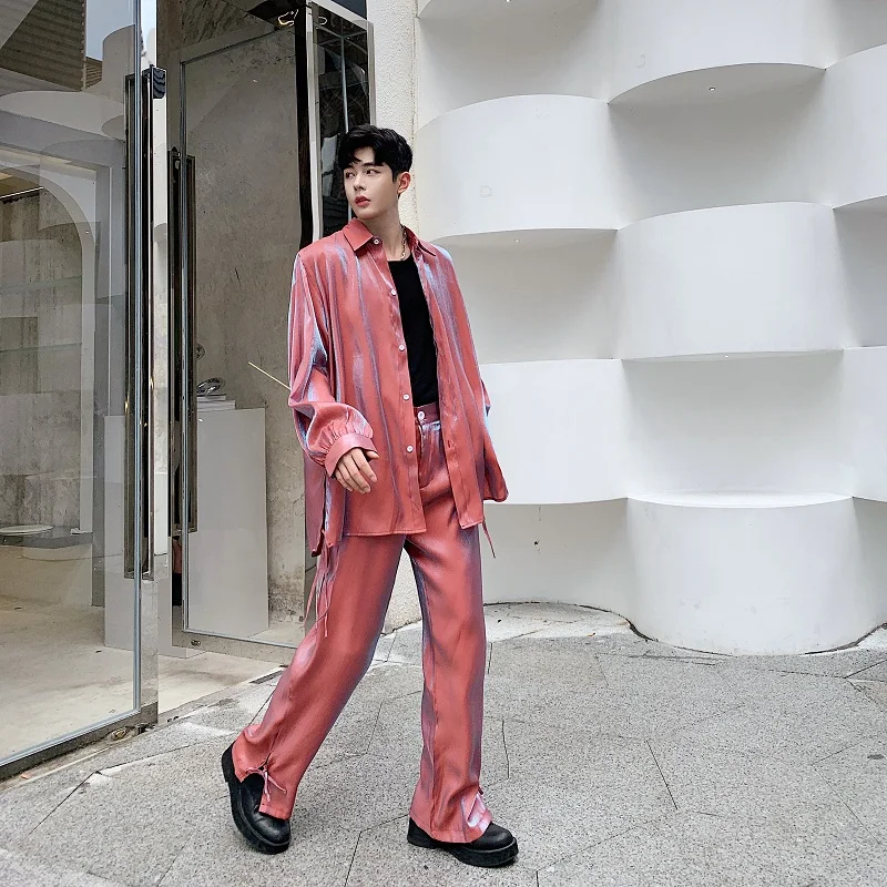 Мужская Повседневная рубашка с длинным рукавом свободная винтажная уличная