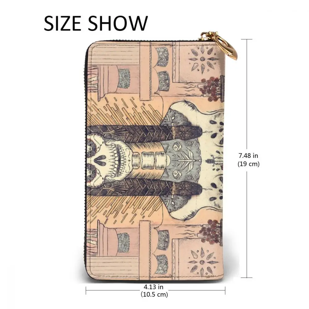 

2021 Leather Wallet Long Day Of The Dead Red Rose La Rosa Multiple Cards Holder Clutch Female Male Purse Standard Wallet