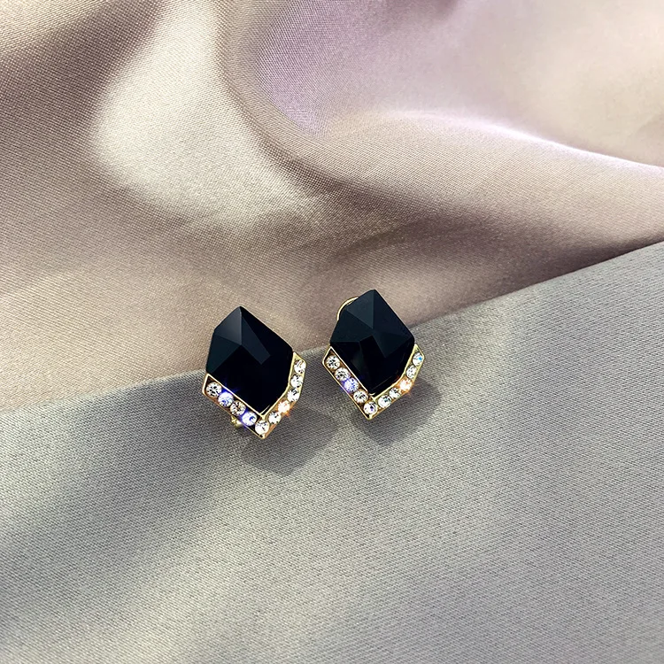 Женские Геометрические серьги гвоздики FYUAN lrnormal изысканные черные синие красные