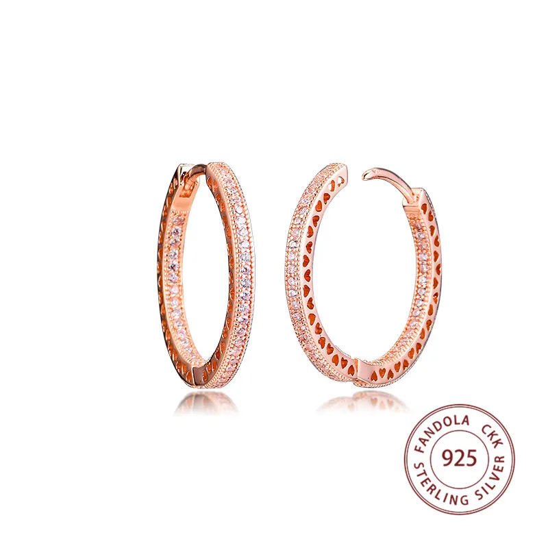 Женские серьги кольца из серебра 925 пробы с подвеской в виде сердца|Серьги-кольца|