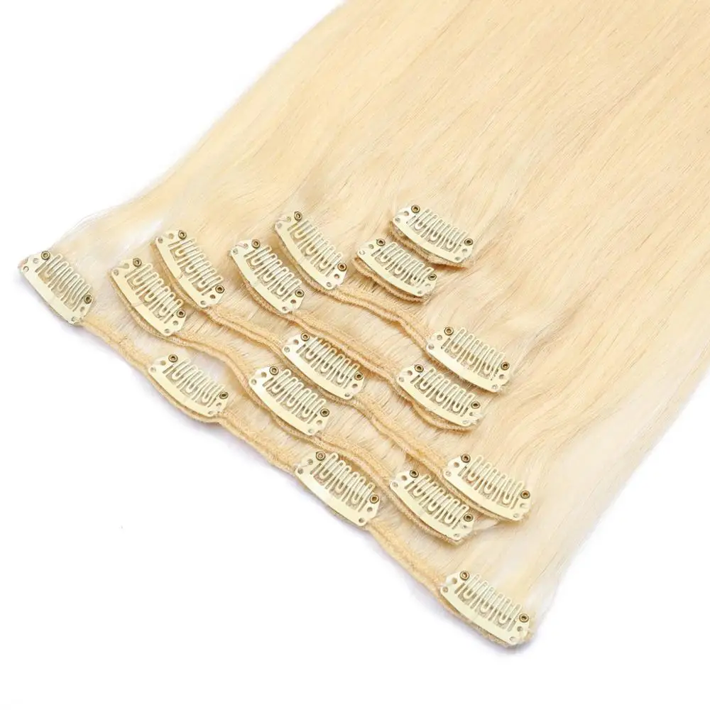 Человеческие бразильские волосы для наращивания на заколках #24 Remy 16-26 дюймов 100 г