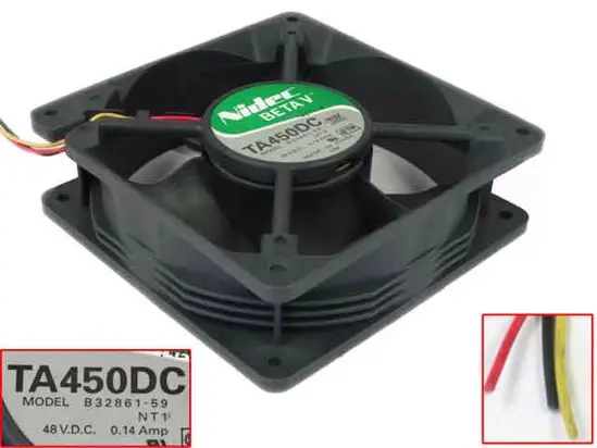 3-проводной Вентилятор охлаждения сервера Nidec B32861-59 DC 48V 0.14A 120x120x38 мм