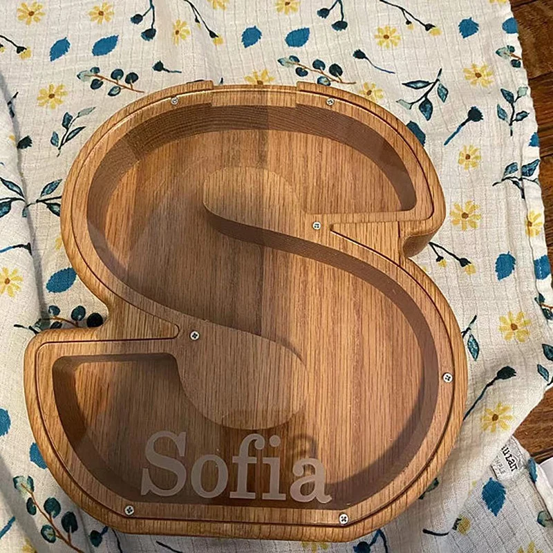 Креативная деревянная Копилка в форме букв простой стиль прозрачная стеклянная