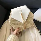 Женская Соломенная Сумка через плечо, летняя соломенная сумка из искусственной кожи с шестигранной формой, с кисточками, из ротанга, пляжная сумка-Кроссбоди в богемном стиле, 2021