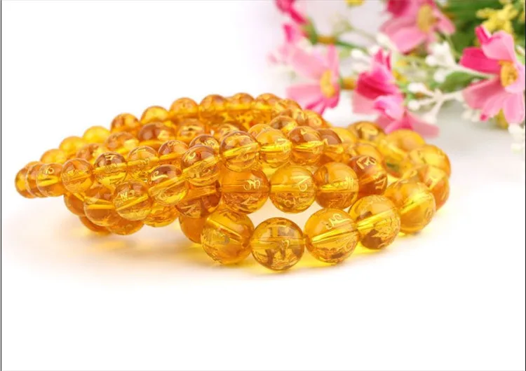 Браслет из натурального цитрина с кристаллами бронзирующий браслет шести слов