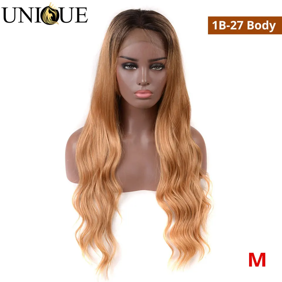 Unique Brazilian 13x4 Body Wave Lace Front Wigs 130% 150% Medium Ratio 8&quot-24&quot Wig Pre Plucked Remy Human Hair 1B/27 | Шиньоны и