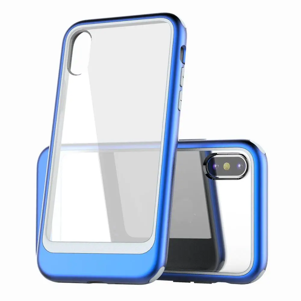 Blue Чехол для iPhone XS Max XR XS X 7 8 Plus, хит цвета, 2 в 1, комбинированный прозрачный акриловый защитный чехол, защитный чехол для iPhone 11 Pro 11 Pro Max - Цвет: Blue