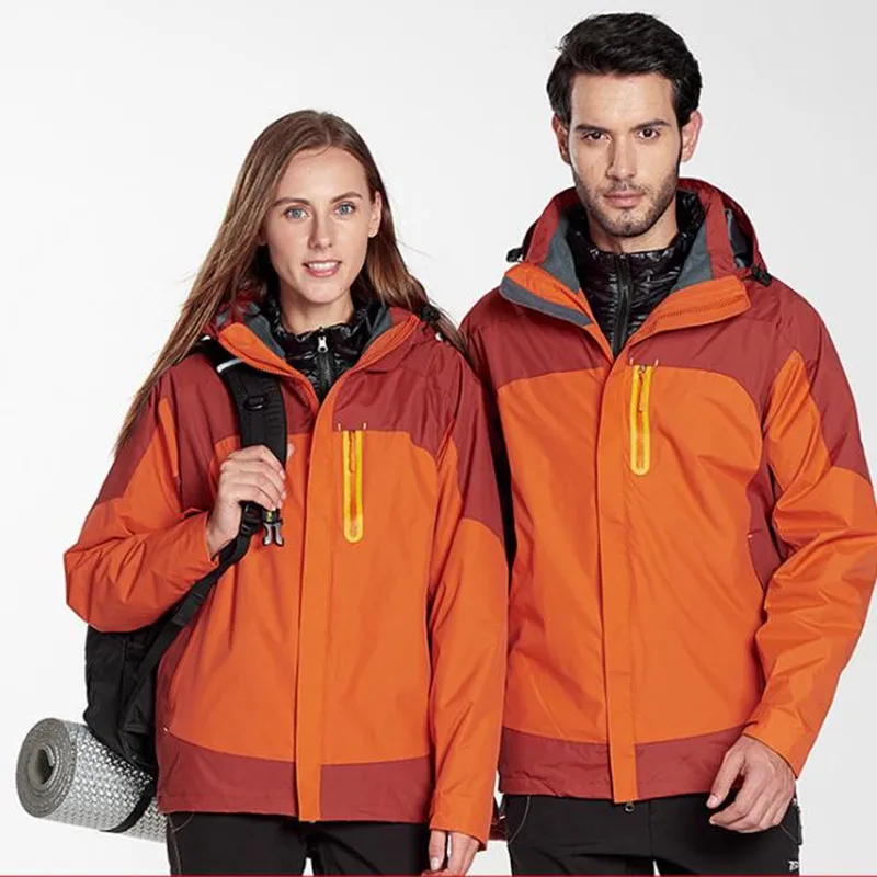 Мужской и женский зимний пуховик ветрозащитный теплый лыжный костюм альпинизм