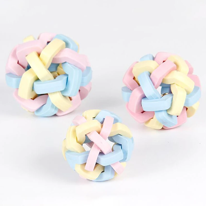 

Colorful Handmade Bell Ball Pet Toy Macaron Cat Toy Bouncing Ball Rubber Toy Ball for small dogs puppy toys small dog ball