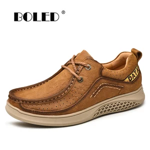 Мужские туфли из натуральной коровьей кожи, английский тренд, повседневная обувь, женская водонепроницаемая обувь на плоской подошве