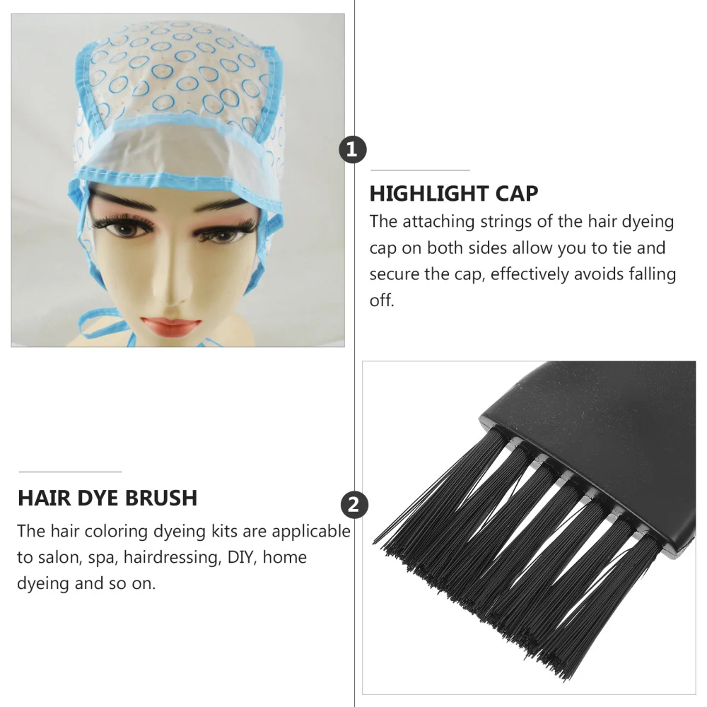 

8pcs Hair Coloring Dyeing Kit Include 4pcs Highlight Cap and 4pcs Hair Dye Brush