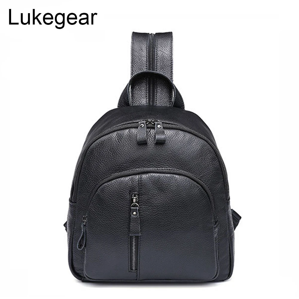 Lukegear женские рюкзаки из натуральной кожи кошелек черного цвета мини сумка для