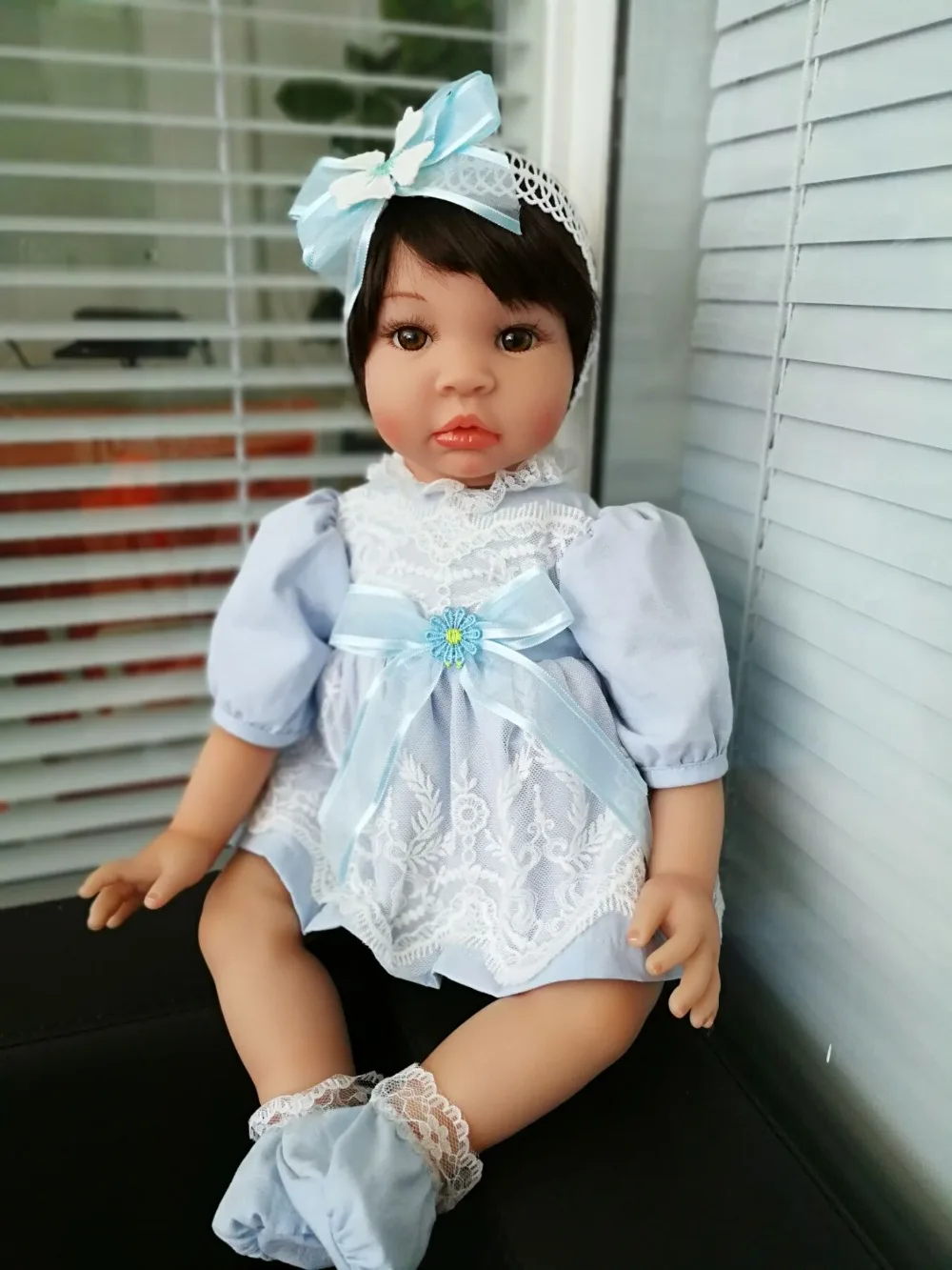 55 см модные короткие волосы 3/4 силиконовая виниловая Кукла Reborn Baby Doll Toys Girls Bonecas 22