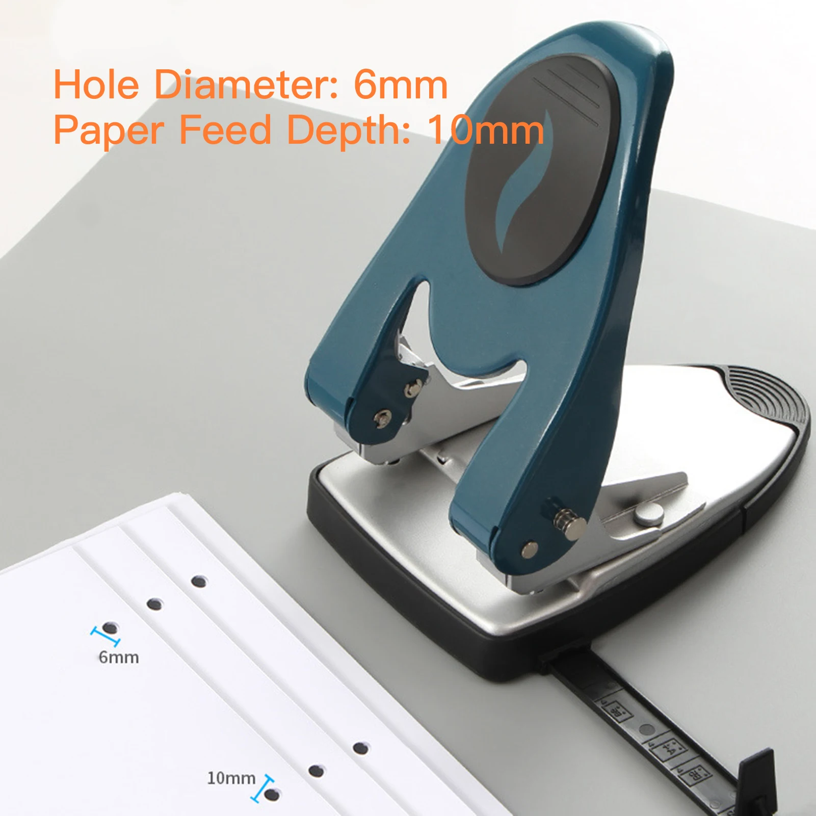 

Desktop 2-Hole Punch 50 Sheets Capacity Adjustable Paper Punch Metal Puncher Labor Saving Home Office School Binding Supplies