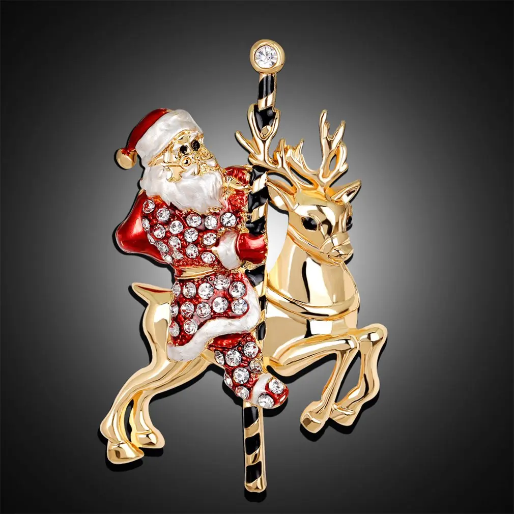 GENBOLI Rhinestone Brooches For Women Snowman Santa Pin Christmas Gifts Bell Boots Charm Crystal Gift | Украшения и аксессуары