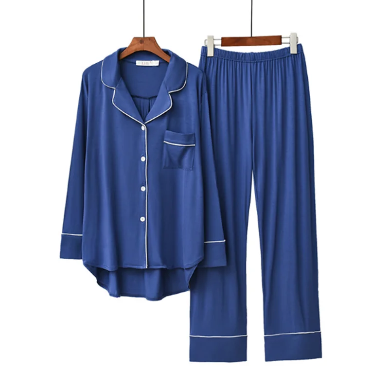 

Autumn Wnter New Modal Pyjamas Women Lapel Trousers Long Sleeves Two-piece Sleepwear Pajamas Ladies Loose Home Wear pijama Set