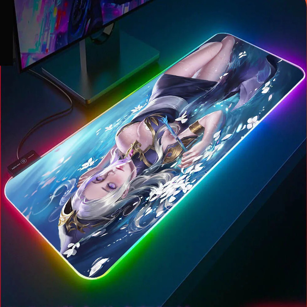 

XGZ League of Legends Crimson Moon Ashe Gaming Mouse Pad RGB Gamer LED Backlit Mouse Pad Laptop Pad Gamer on Bear Desk Mousepad