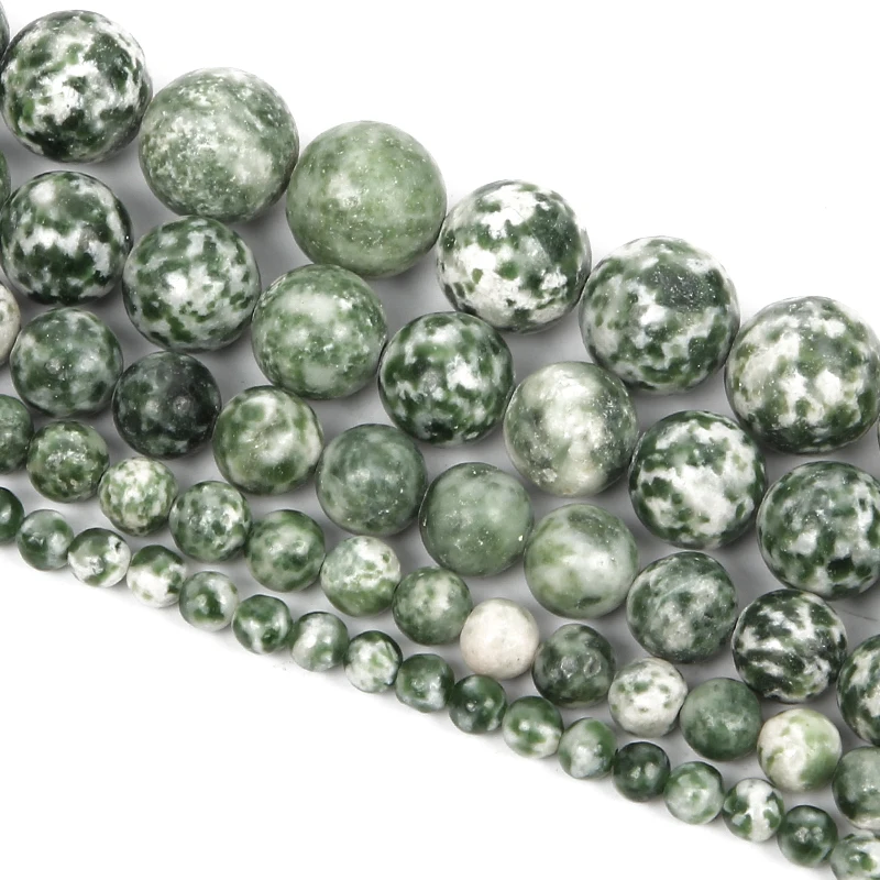 4-12 мм бусы из натурального камня Круглые Гладкие зеленый точечный камень
