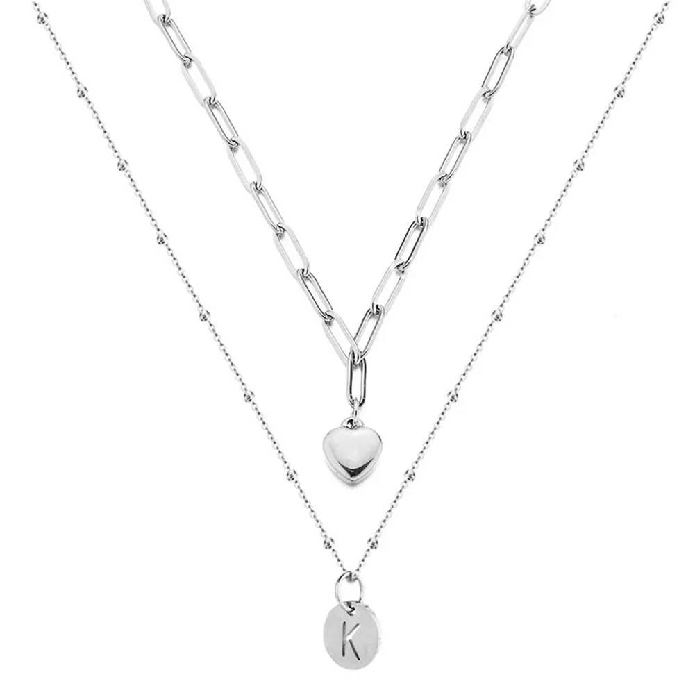 Цепочка с подвеской Алфавит Женская ожерелье из нержавеющей стали кулоном в