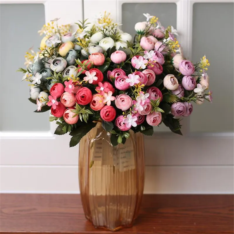 13 головок/Букет шелковых чайных роз искусственные цветы букет невесты