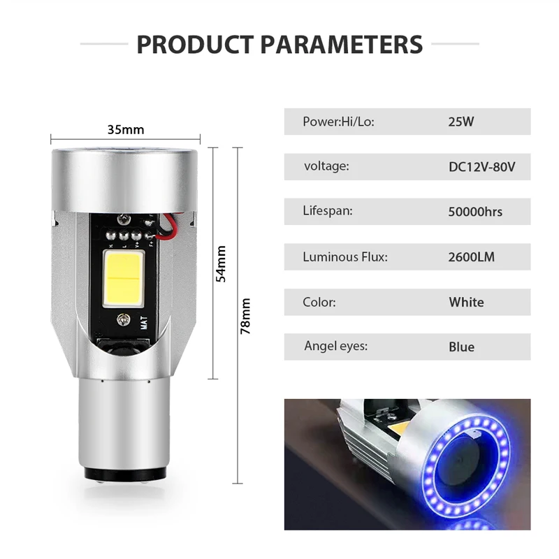 Ba20d светодиодный светильник для головы мотоцикла синий красный ангельский глаз