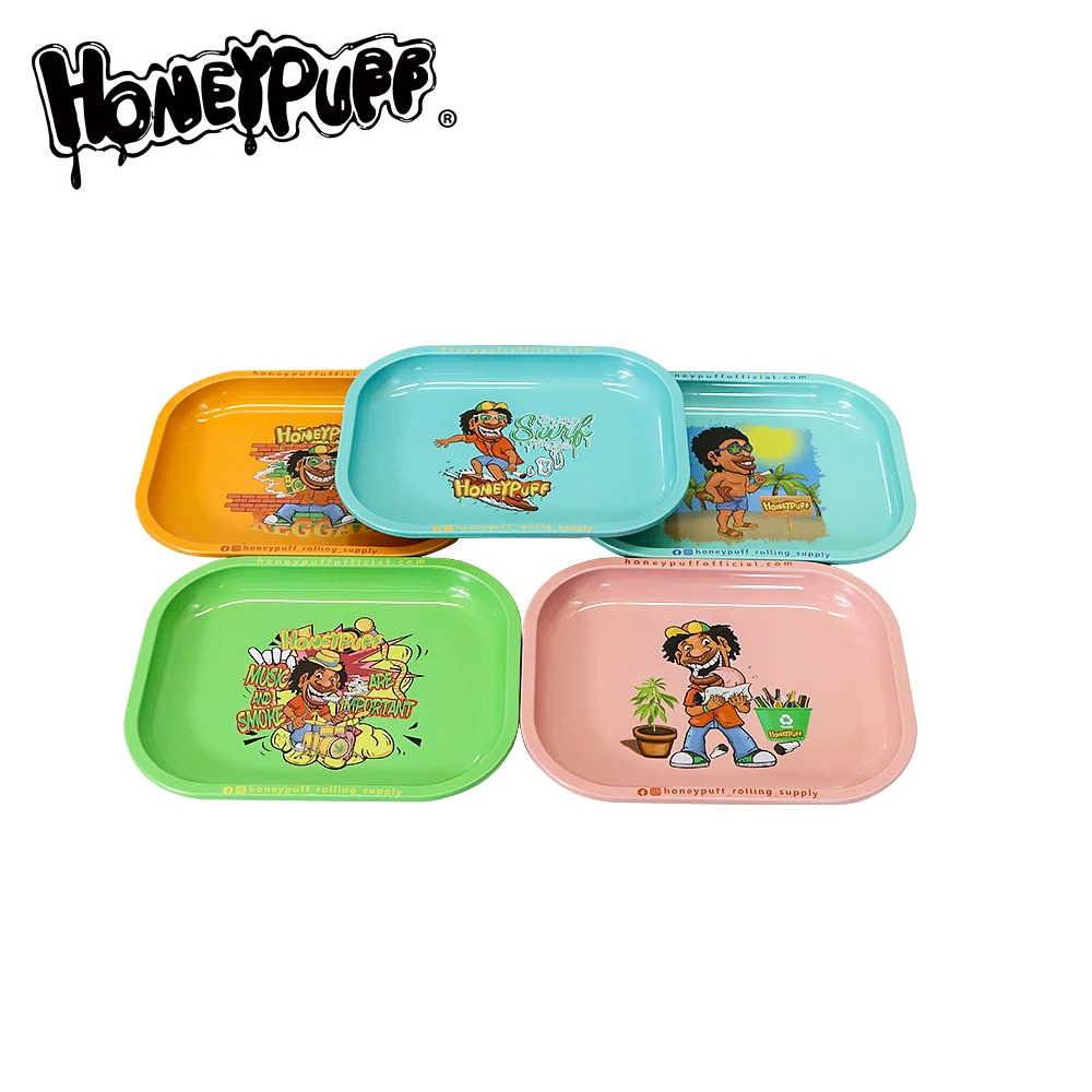 

HONEYPUFF Tobacco Rolling Tray 18*14CM Metal Cigarette Smoking Herb Tinplate Plate Smoking Accessories