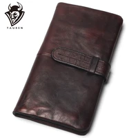 dip dye color handmade long wallet genuine leather clutch man walet brand luxury male purse wallets coin phone pocket