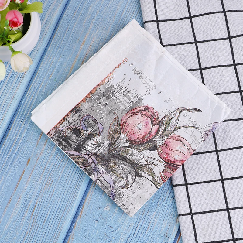 

20pcs/1Bag Flower Pattern Decoupage Napkin Paper Tissue For Xmas Wedding Decor Napkins Paper