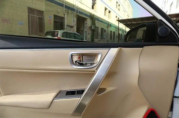 Авто внутренние аксессуары отделка подлокотника дверные ручки отделка для Toyota Corolla, 8 шт., нержавеющая сталь, стайлинга автомобилей