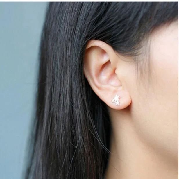 925 пробы серебряные серьги-гвоздики со звездами для женщин элегантные свадебные