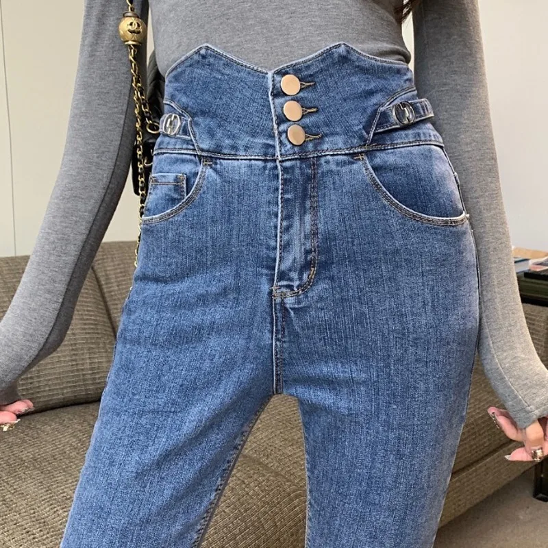 

Fashion Skinny Jeans Women Vintage Slim Waist Stretch Ankle-Length Pencil Jeans 2021 New High Waist Boyfriend Denim Pants