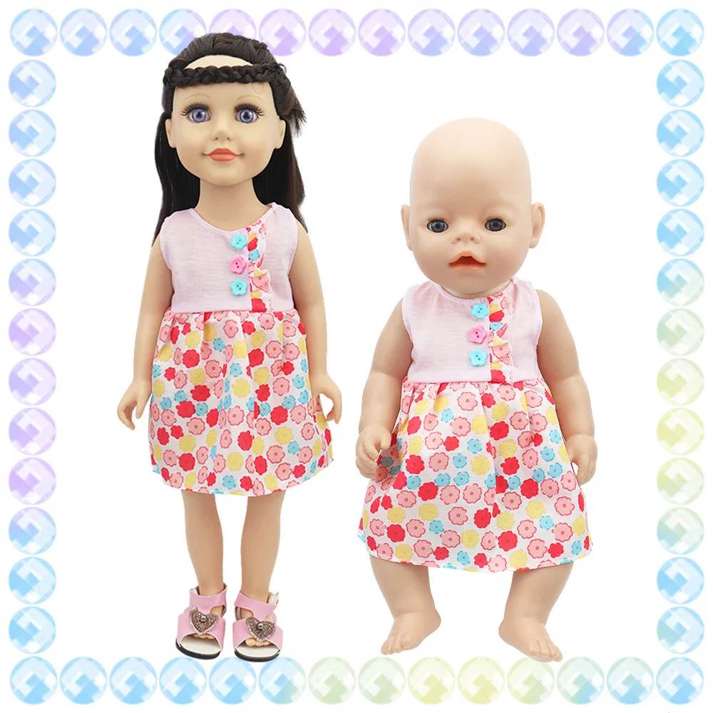 

Повседневное платье с пуговицами для одежды, платье с цветами для 18-дюймовых американских кукол и 43 см, аксессуары для кукол новорожденных