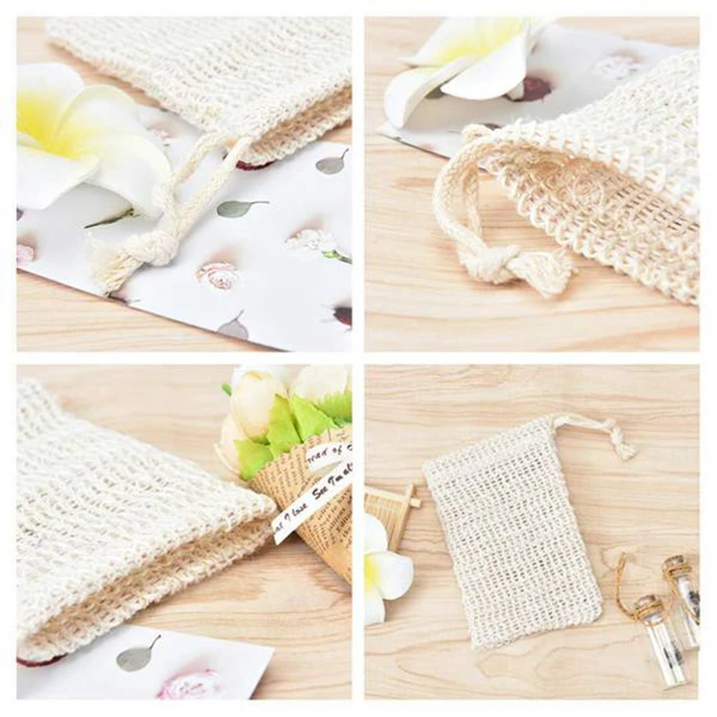 

Shower Bath Sisal Soap Bag Natural Sisal Soap Bag Exfoliating Soap Saver Pouch Holder 50Pcs