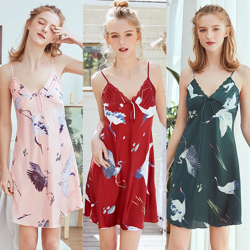 

Girls Summer Satin Silk Sexy Nightgown Silky Slip Dress Homewear Nightdress Sleeveless Sleepshirts Cute And Lovely Lingerie