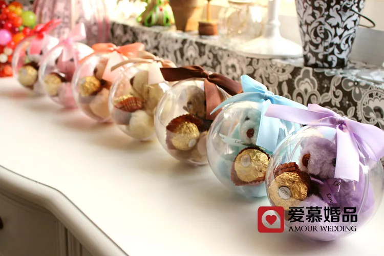 10 см прозрачный хрустальный шар коробка конфет Мишка Тедди круглые свадебные