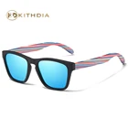 Брендовые 100% натуральные деревянные дужки Kithdia с солнечные очки в черной оправе, мужские и женские поляризационные солнцезащитные очки в стиле стимпанк, Прямая поставка OEM