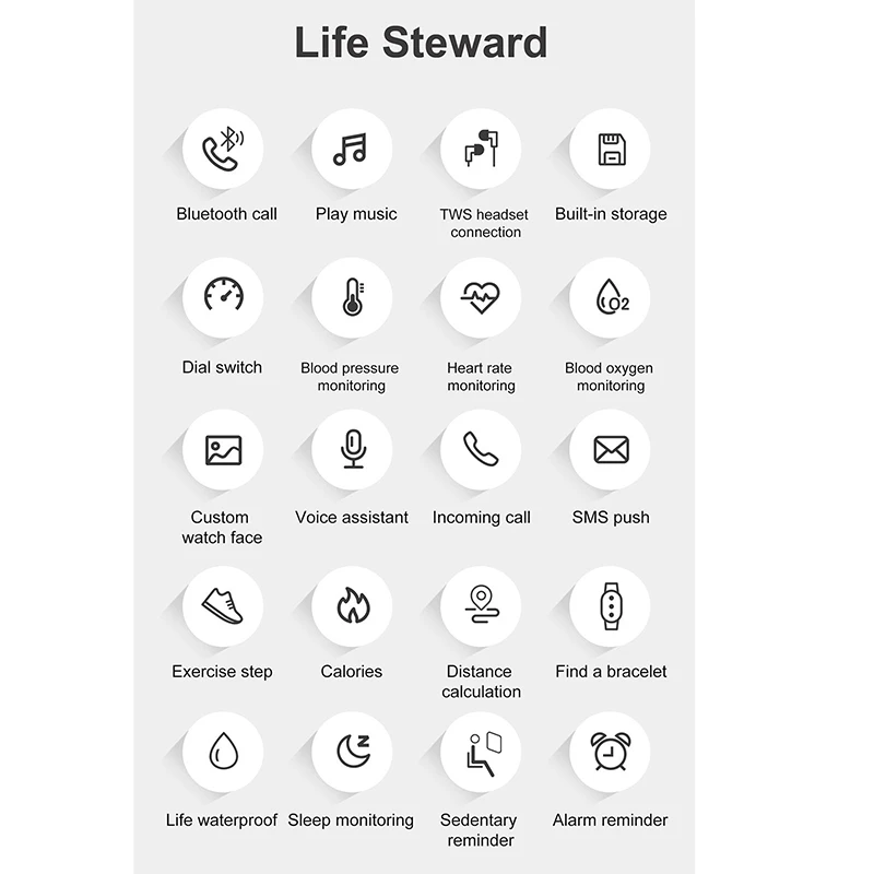 

T30 Bluetooth Call Smart Watch Heart Rate Blood Pressure Oxygen Monitor Smart Watches