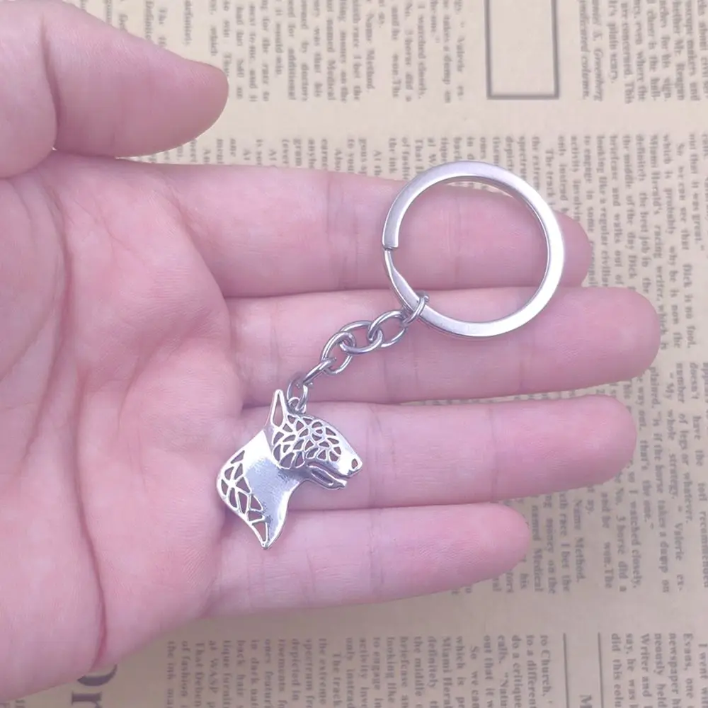 Брелок для ключей в форме Луны собаки Бультерьера животного античный богемный