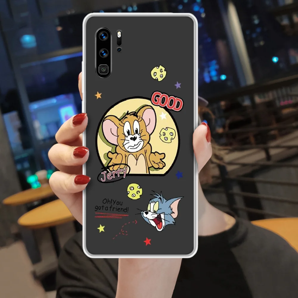 

Cute Toms cartoon Jerrys Couple Phone Case hull For HUAWEI p 8 9 10 20 30 40 smart Lite 2017 19 Pro Z transparent cover 3D Etui