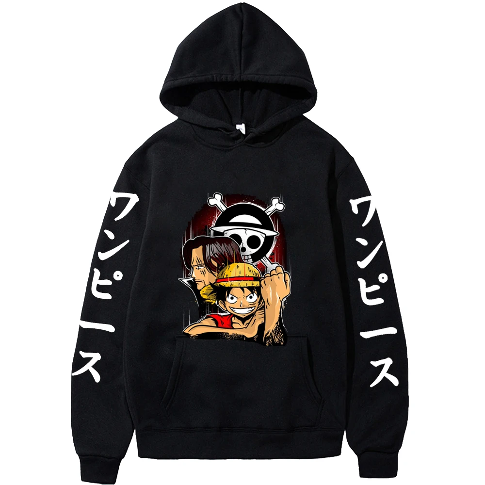 

Cool Style One Piece Anime Japanese Men Pullover Hoodie Autumn Winter Tops Oversized Casual Daily Black Harajuku Sweatshirt