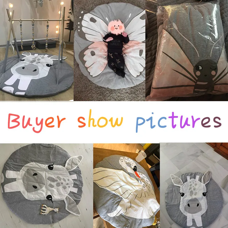 

Play Mat Cartoon Animal Baby Mat Newborn Infant Crawling Blanket Cotton Round Floor Carpet Rugs Mat for Kids Room Nursery Decor