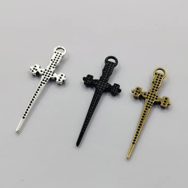 10 шт. кинжал Меч Подвески тибетские посеребренные антикварные ювелирные изделия