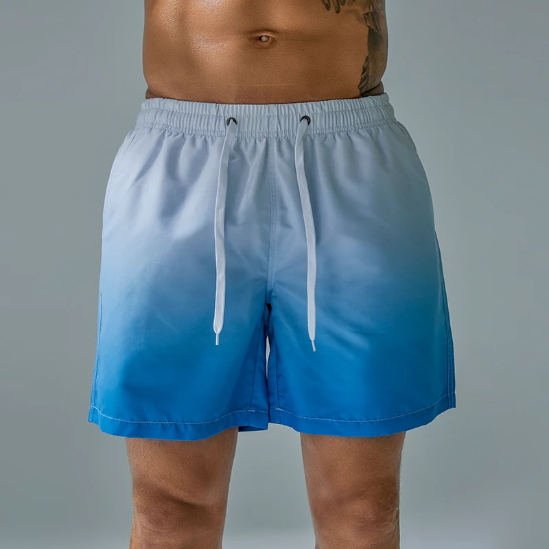 

Heavywood Beach Shorts Men Gradient Print Mesh Lining Board shorts Quick Dry Swimming Trunks Casual Plus Size Man Swimwear Pants