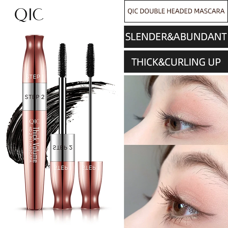 

Mascara Double-ended curled eyelash extensions Super mascara thick and heavy makeup 1 piece of black ink Alobon 3d fiber eyelash