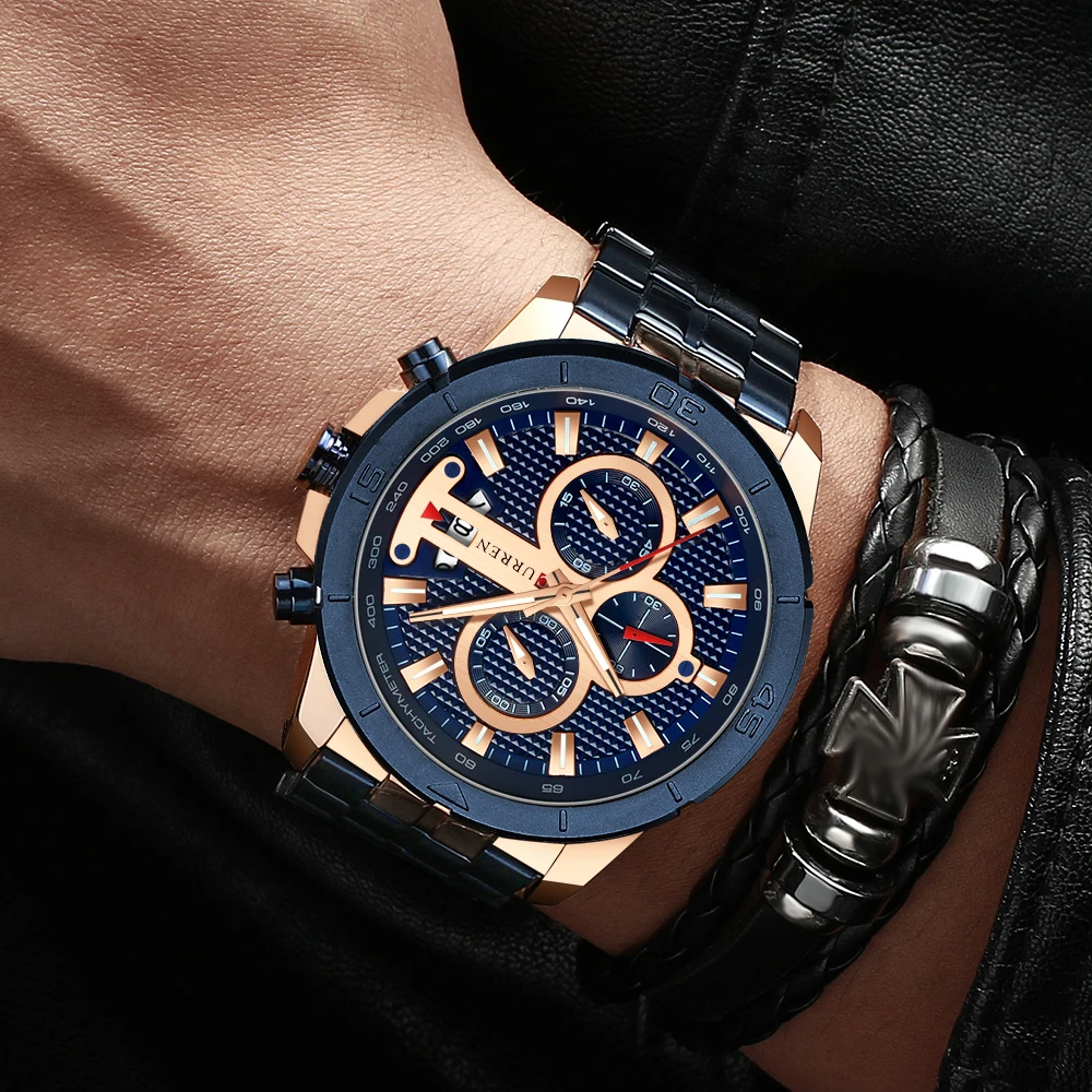

CURREN Men Watches 2021 Luxury Casual Sport Wristwatches Quartz Male Clock with Chronograph Stainless Steel Branded Watch