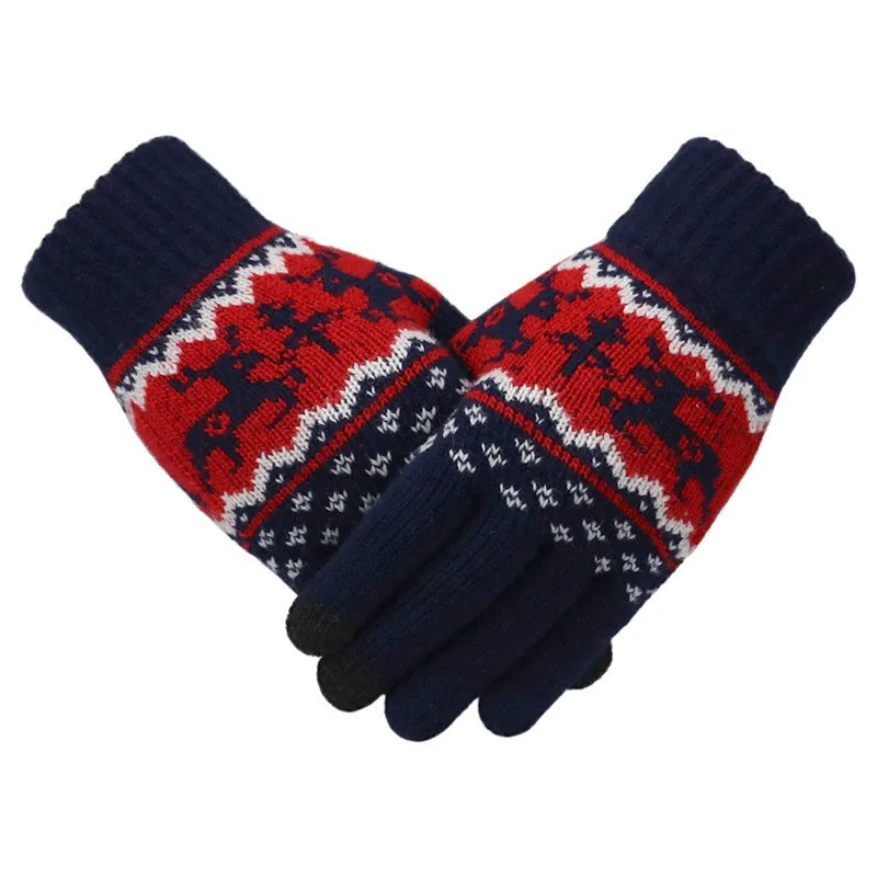 

2020 Women Winter Knitted Warm Gloves Geometric Moose Pattern Full Finger Wrist Gloves Outdoor Riding Skiing Cheap