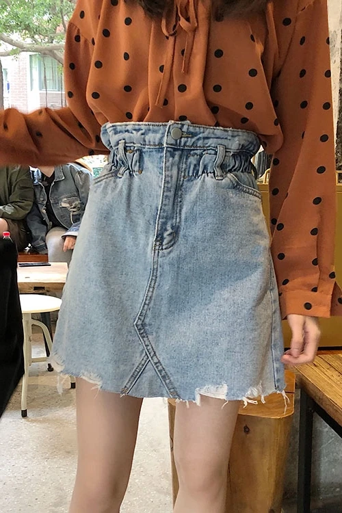 

Flower Bud High Waist Denim Skirt Female Spring And Summer 2020 New Korean Version Chic Style Bottoms Thin And Versatile A-line