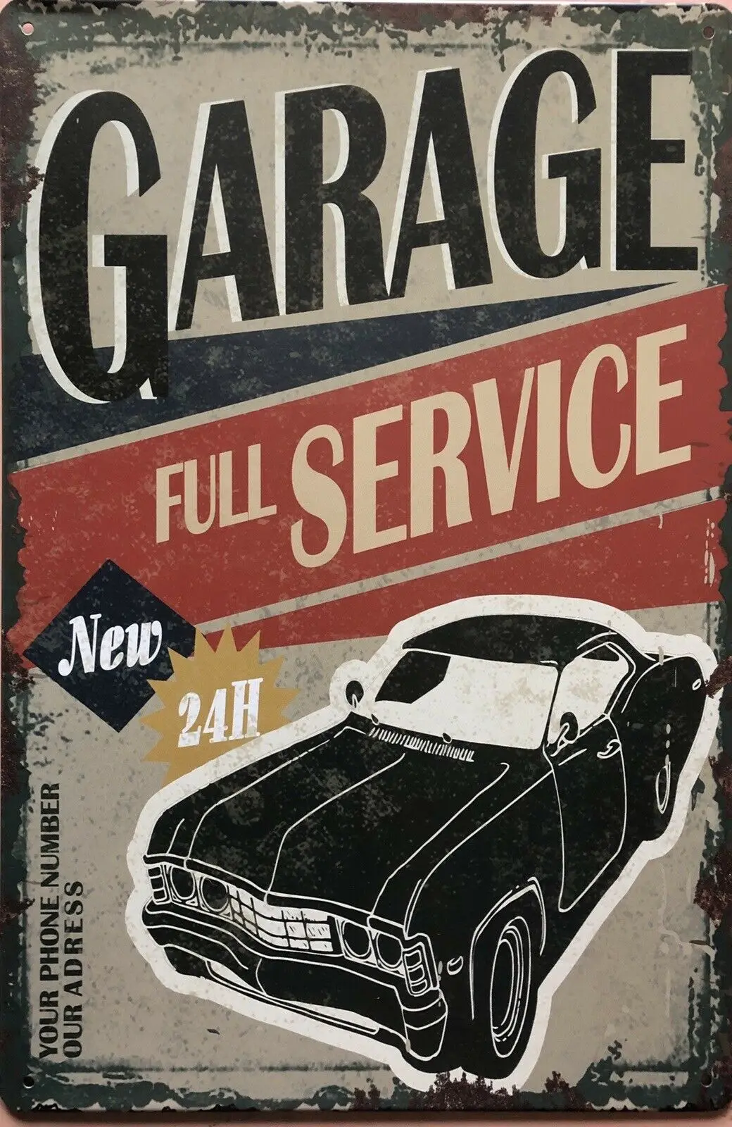 Гараж полный Услуги Винтаж металлические знаки олова в деревенском стиле пин ап