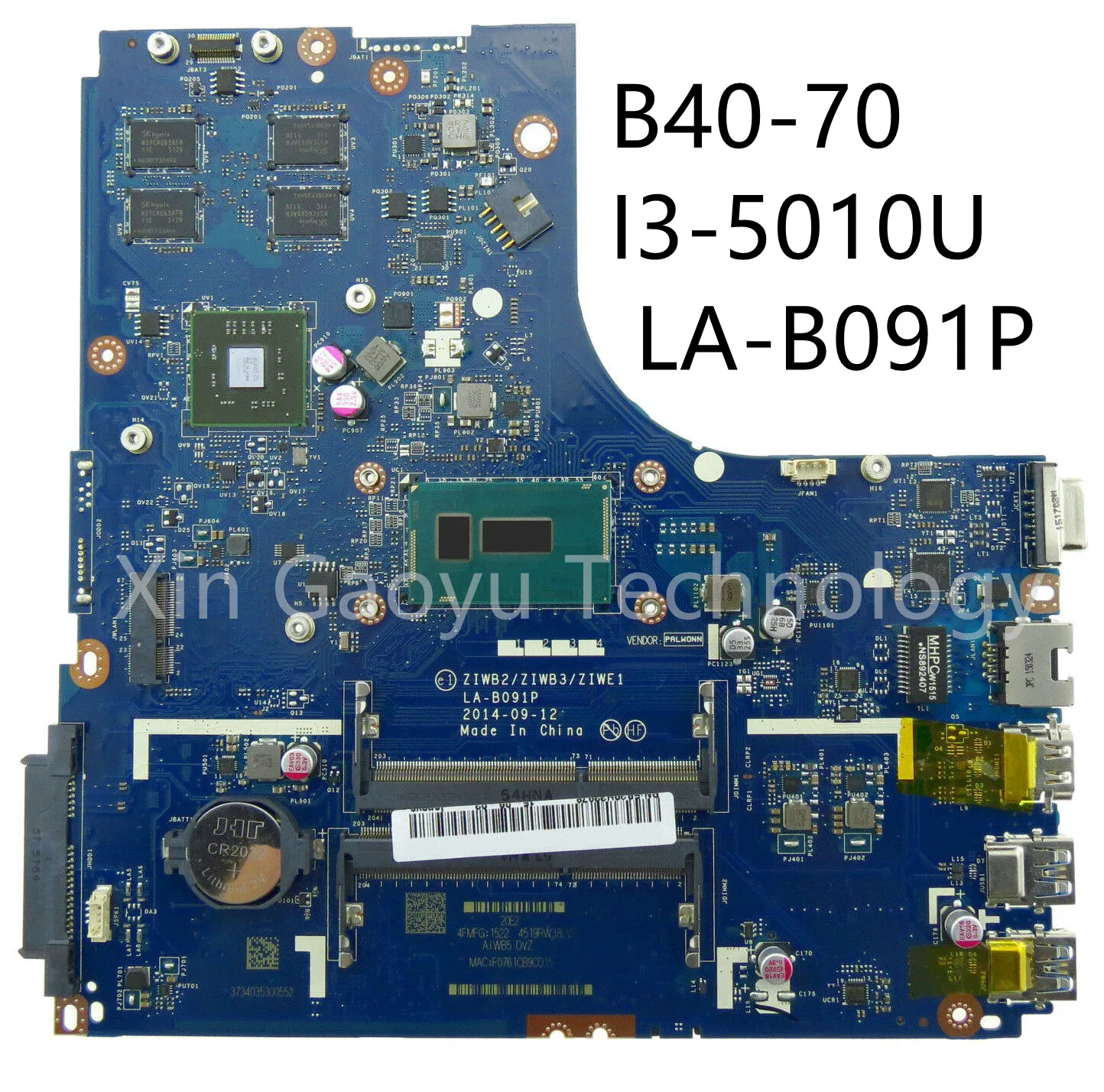 

original For Lenovo B40-70 Laptop motherboard with SR23Z I3-5010U 216-0867030 LA-B091P 5B20H70691 100% Fully Test Free Delivery