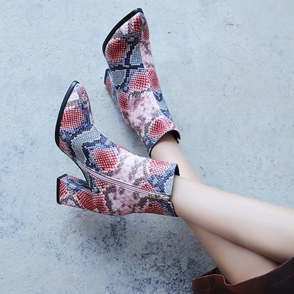 Змеиная кожа сексуальные женские сапоги модные элегантные туфли на высоком
